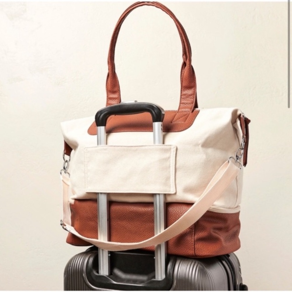 GRAF LANTZ Carry-On Weekender Travel Bag, Canvas + Vegan Leather New With Tags